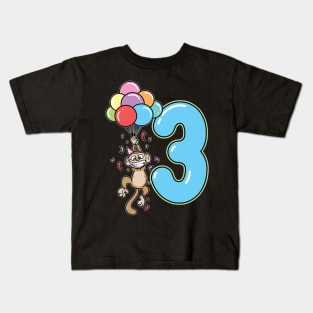 Third 3rd Birthday Balloon Monkey Kids T-Shirt